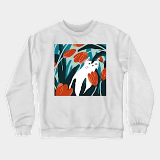 Cat and Tulips Crewneck Sweatshirt